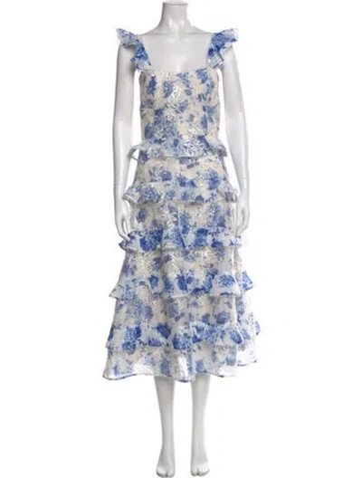 Pre-owned V. Chapman Floral Print Long Dress In Multi