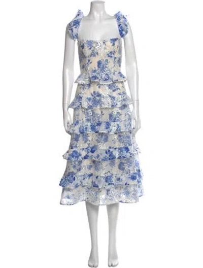 Pre-owned V. Chapman Floral Print Long Dress In Multi