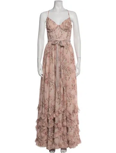 Pre-owned V. Chapman Floral Print Long Dress In Multi