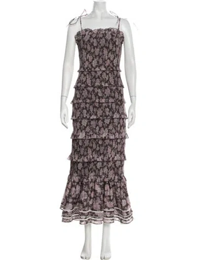 Pre-owned V. Chapman Floral Print Long Dress In Multicolor