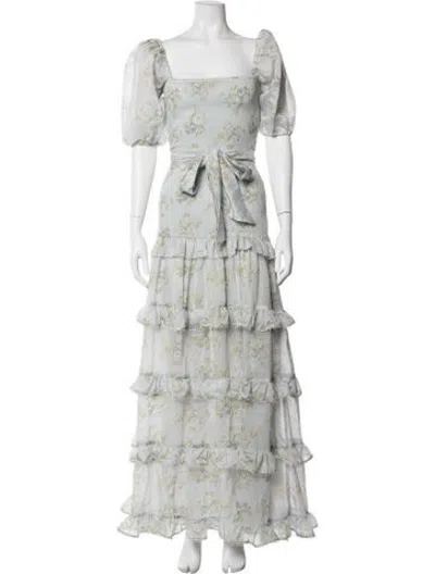 Pre-owned V. Chapman Floral Print Long Dress In Multicolor