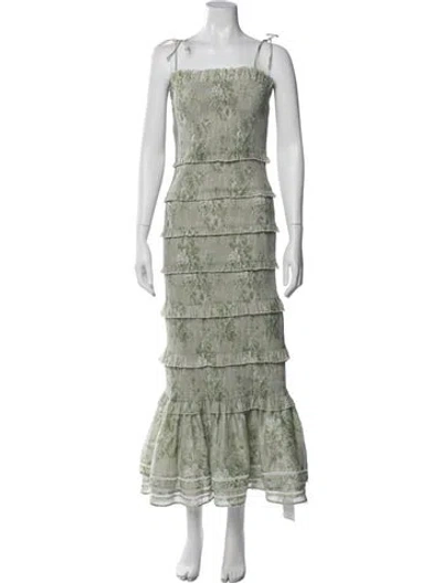Pre-owned V. Chapman Floral Print Long Dress In Neutral