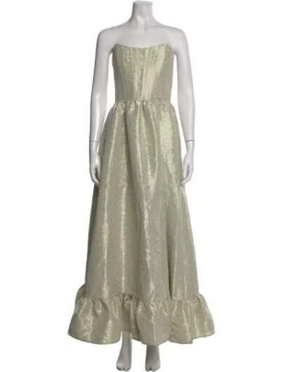 Pre-owned V. Chapman Floral Print Long Dress In Silver