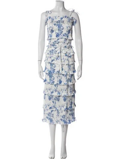 Pre-owned V. Chapman Floral Print Long Dress W/ Tags In Multi