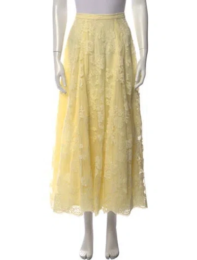 Pre-owned V. Chapman Floral Print Long Skirt In Yellow