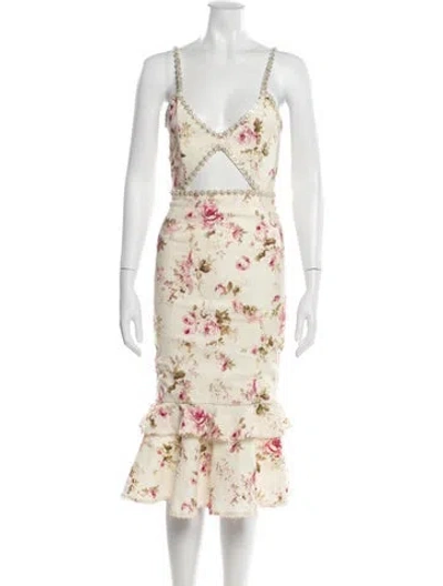 Pre-owned V. Chapman Floral Print Midi Length Dress In Multi