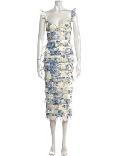 Pre-owned V. Chapman Floral Print Midi Length Dress In Multicolor