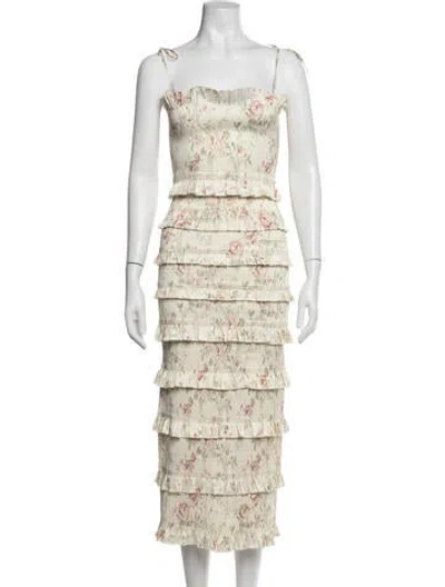 Pre-owned V. Chapman Floral Print Midi Length Dress In Multicolor