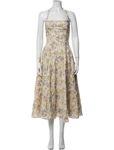 Pre-owned V. Chapman Floral Print Midi Length Dress In Multicolor