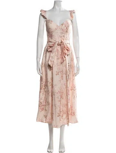 Pre-owned V. Chapman Floral Print Midi Length Dress W/ Tags In Multicolor
