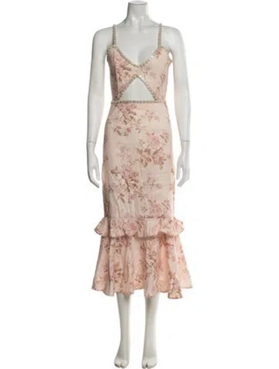 Pre-owned V. Chapman Floral Print Midi Length Dress W/ Tags In Multicolor