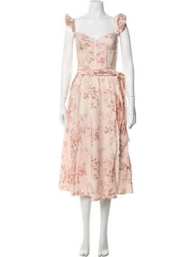 Pre-owned V. Chapman Floral Print Midi Length Dress W/ Tags In Multicolor