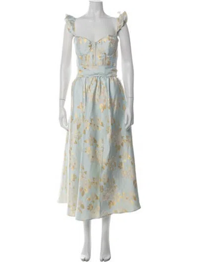 Pre-owned V. Chapman Floral Print Midi Length Dress W/ Tags In Multicolor
