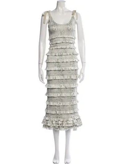 Pre-owned V. Chapman Floral Print Midi Length Dress W/ Tags In Neutrals