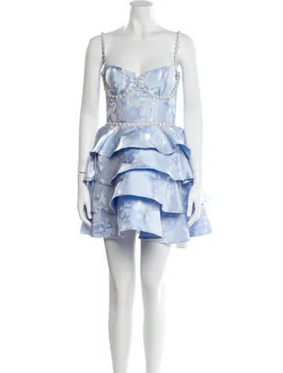 Pre-owned V. Chapman Floral Print Mini Dress In Blue