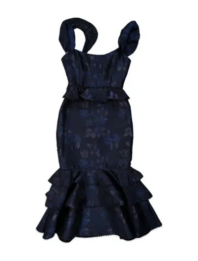 Pre-owned V. Chapman Floral Print Mini Dress In Blue