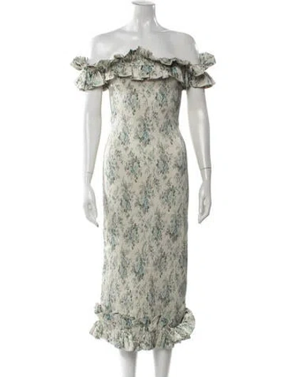 Pre-owned V. Chapman Floral Print Mini Dress In Neutral