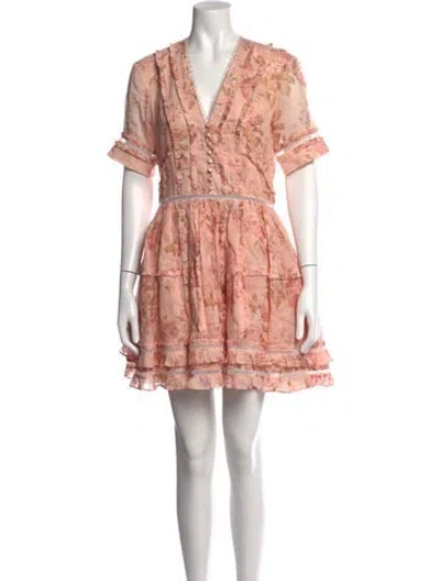 Pre-owned V. Chapman Floral Print Mini Dress In Pink