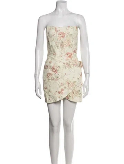 Pre-owned V. Chapman Floral Print Mini Dress In Pink/white