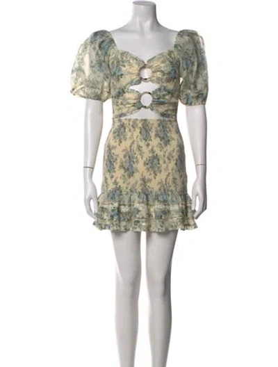 Pre-owned V. Chapman Floral Print Mini Dress W/ Tags In Neutral