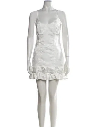 Pre-owned V. Chapman Floral Print Mini Dress W/ Tags In White
