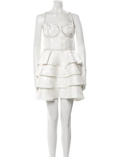 Pre-owned V. Chapman Floral Print Mini Dress In White