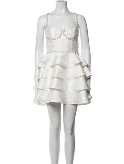 Pre-owned V. Chapman Floral Print Mini Dress In White