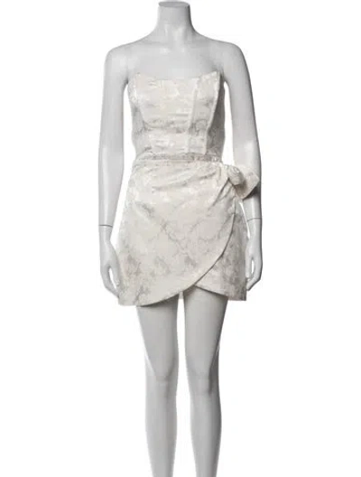 Pre-owned V. Chapman Floral Print Mini Dress In White