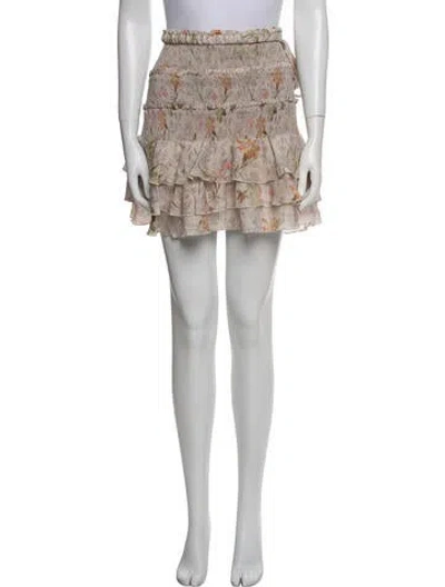 Pre-owned V. Chapman Floral Print Mini Skirt In Blue