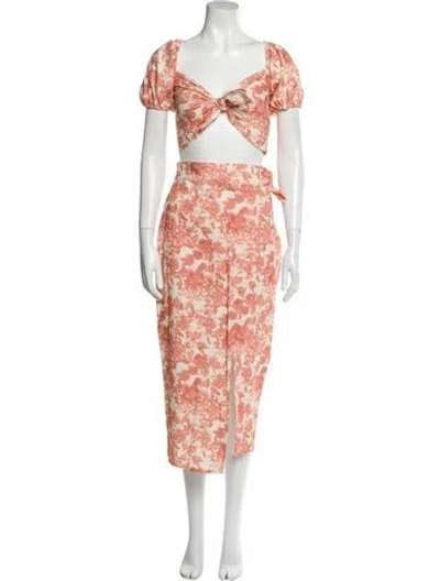 Pre-owned V. Chapman Floral Print Skirt Set W/ Tags In Pink