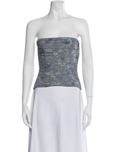 Pre-owned V. Chapman Floral Print Strapless Top W/ Tags In White