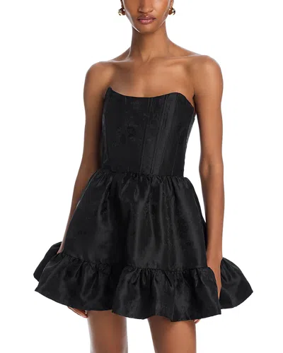 V. Chapman Ginny Corset Lace Up Back Mini Dress In Black Windsor Brocade