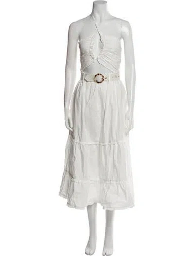 Pre-owned V. Chapman Halterneck Midi Length Dress W/ Tags In White