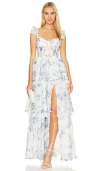 V. Chapman Jolie Gown In Provencal Blue Floral