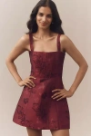 V. Chapman Kimmy Square-neck A-line Mini Dress In Burgundy