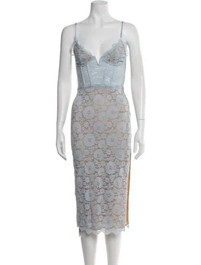 Pre-owned V. Chapman Lace Midi Length Dress In Blue