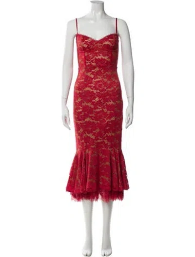 Pre-owned V. Chapman Lace Pattern Long Dress In Multi