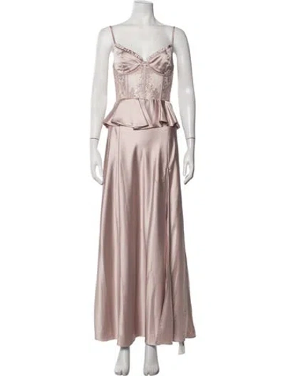 Pre-owned V. Chapman Lace Pattern Long Dress In Pink