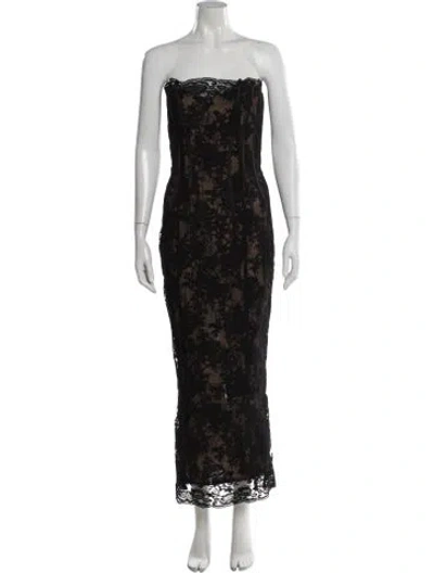 Pre-owned V. Chapman Lace Pattern Long Dress W/ Tags In Black