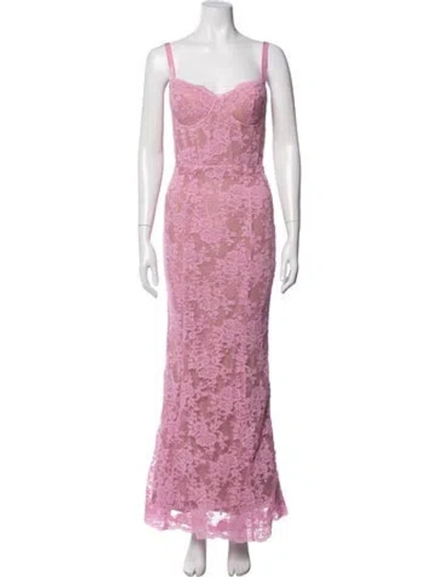 Pre-owned V. Chapman Lace Pattern Long Dress W/ Tags In Pink