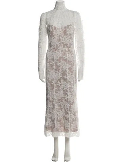 Pre-owned V. Chapman Lace Pattern Long Dress W/ Tags In White