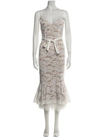 Pre-owned V. Chapman Lace Pattern Midi Length Dress W/ Tags In Multicolor