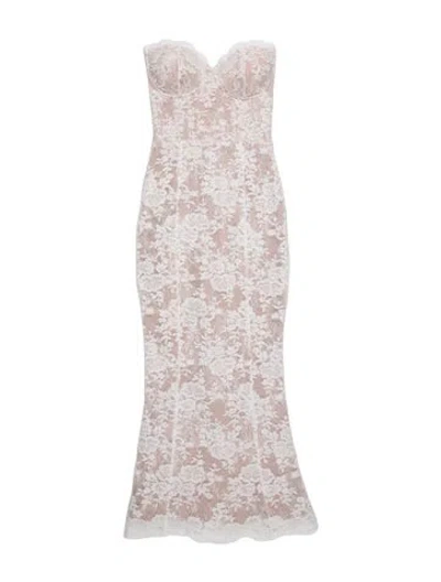 Pre-owned V. Chapman Lace Pattern Midi Length Dress W/ Tags In Multicolor