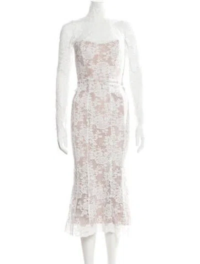 Pre-owned V. Chapman Lace Pattern Midi Length Dress W/ Tags In Multicolor