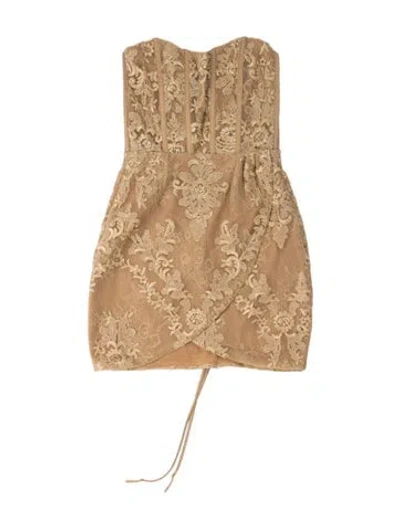 Pre-owned V. Chapman Lace Pattern Mini Dress In Neutral