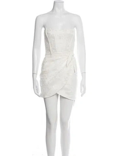 Pre-owned V. Chapman Lace Pattern Mini Dress In White