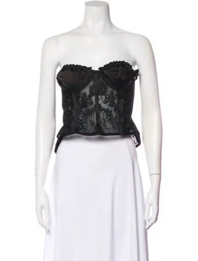 Pre-owned V. Chapman Lace Pattern Strapless Crop Top In Multi