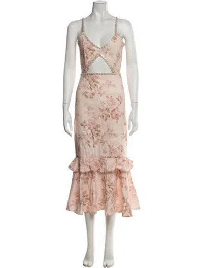 Pre-owned V. Chapman Linen Long Dress W/ Tags In Pink