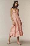 V. Chapman Lorenza Embellished Tiered Midi Dress In Pink