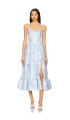 V. Chapman Lorenza Midi Dress In Chambray Blue Baroque
